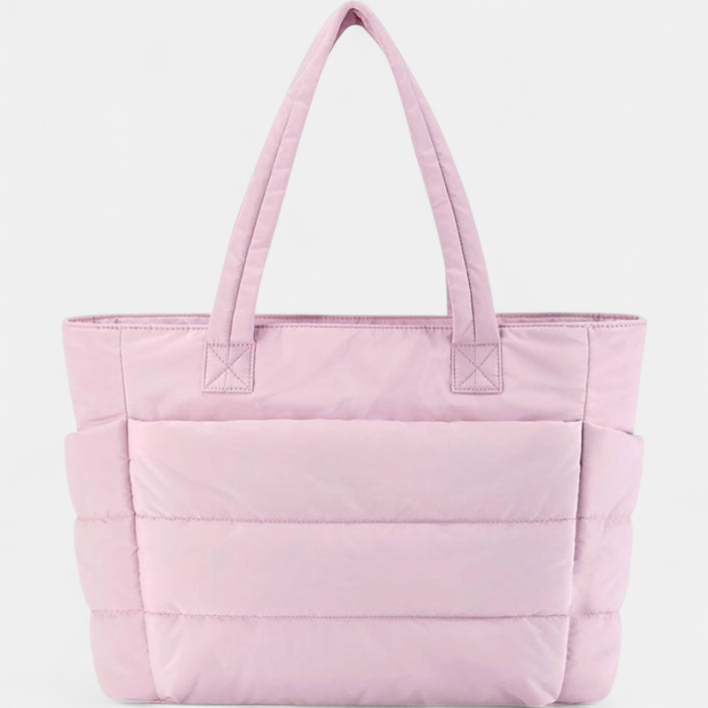 LILY - Cute Puffer Tote Bag with Laptop Compartment & Flower Print