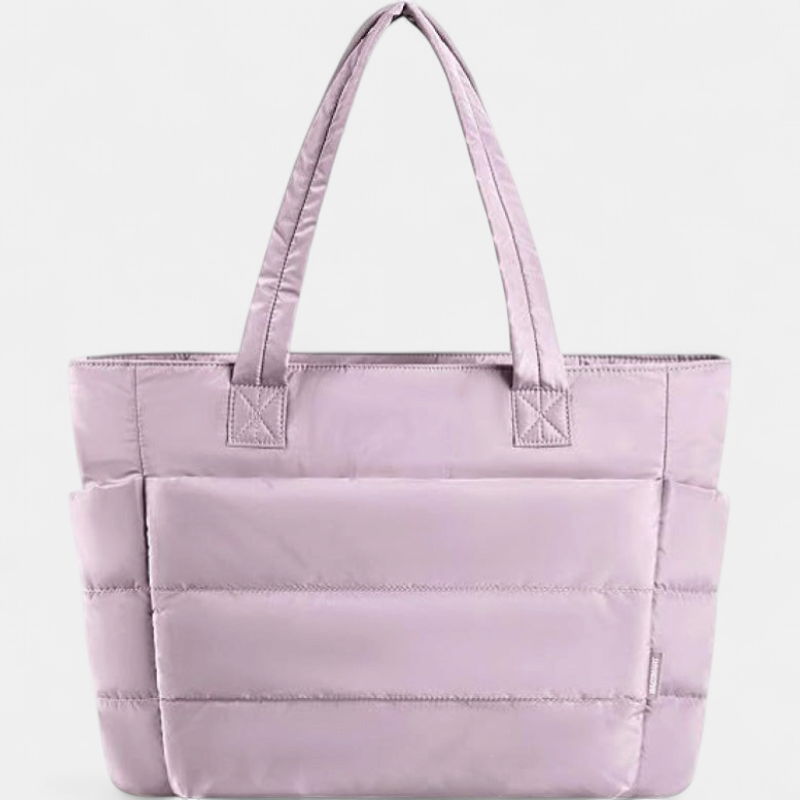 LILY - Cute Puffer Tote Bag with Laptop Compartment & Flower Print