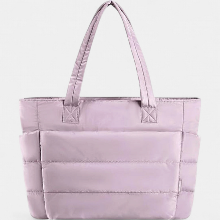 LILY - Cute Puffer Tote Bag with Laptop Compartment & Flower Print