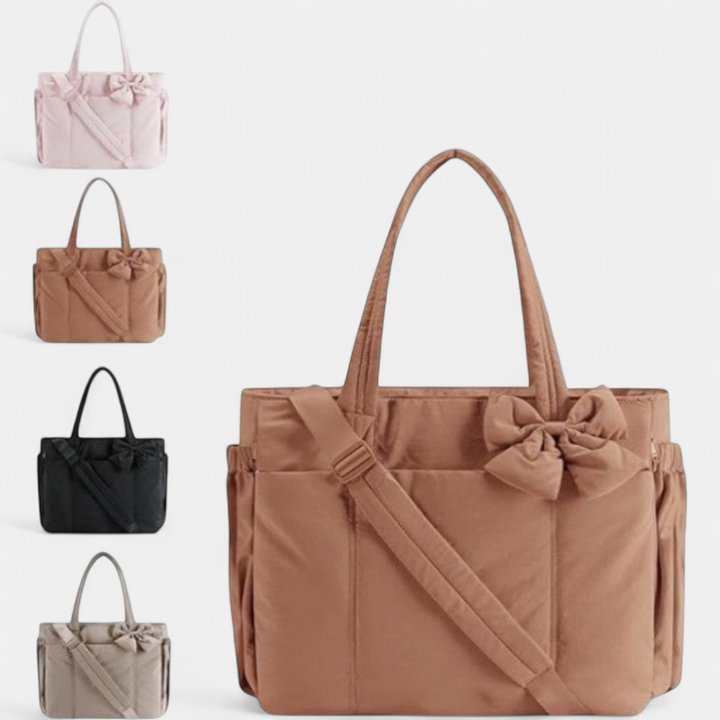 EMMA - Crush Bow Compact Tote Bag with Multiple Compartments