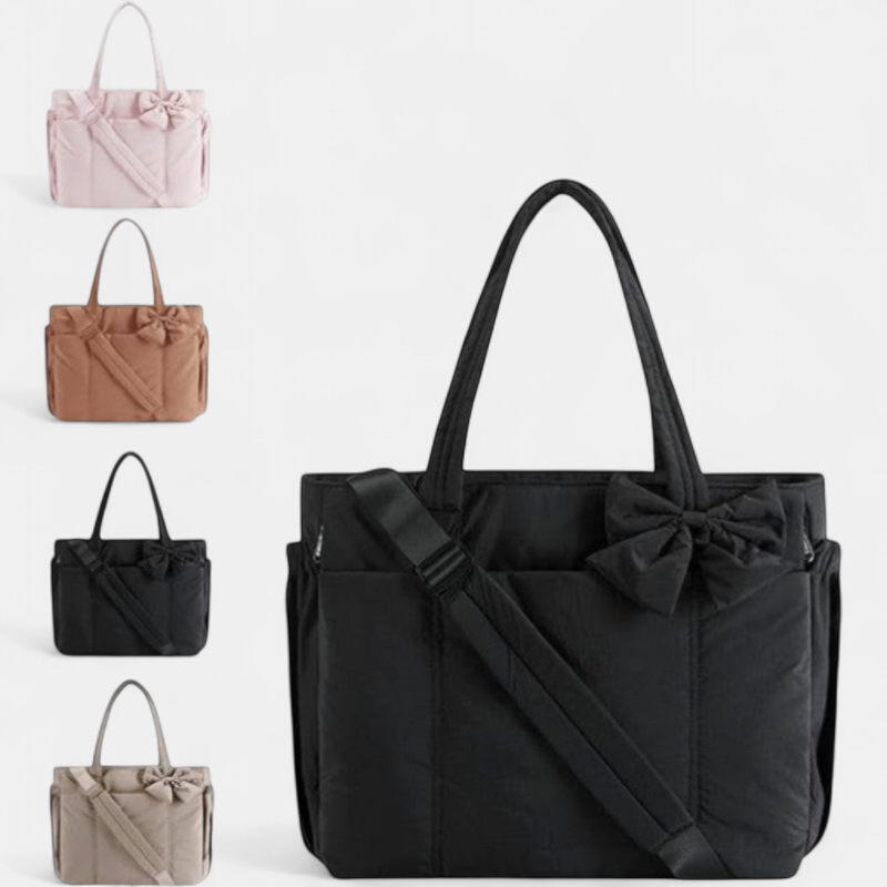 EMMA - Crush Bow Compact Tote Bag with Multiple Compartments