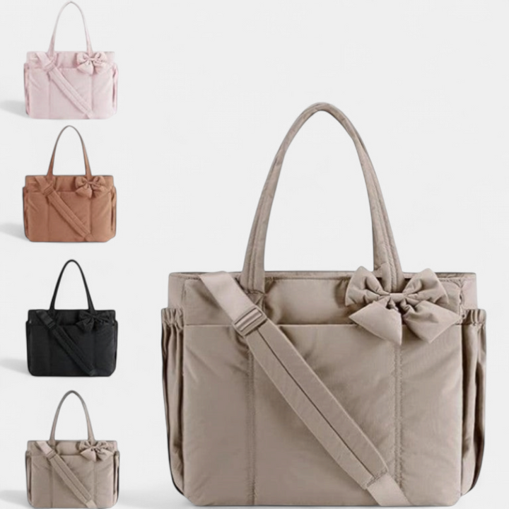 EMMA - Crush Bow Compact Tote Bag with Multiple Compartments