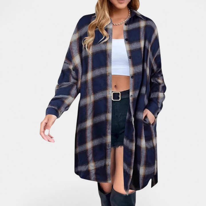 PALOMA - Classy Button Down Plaid Long-Sleeve Jacket