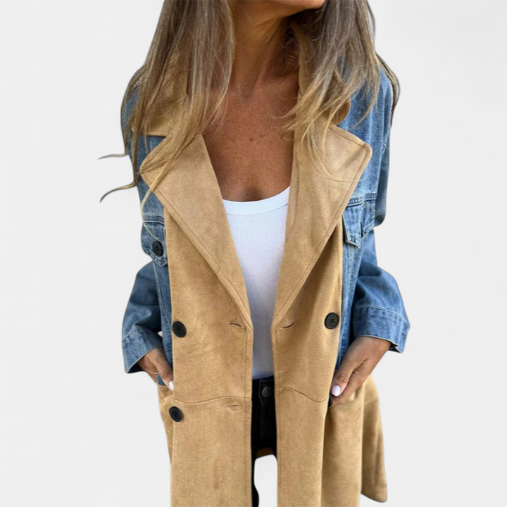 ELORA - Two-Tone Denim Trench