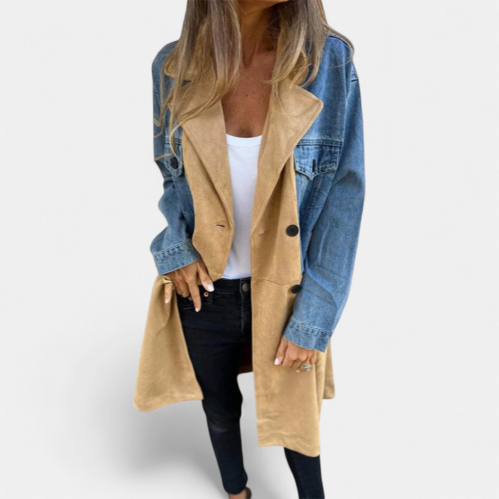 ELORA - Two-Tone Denim Trench