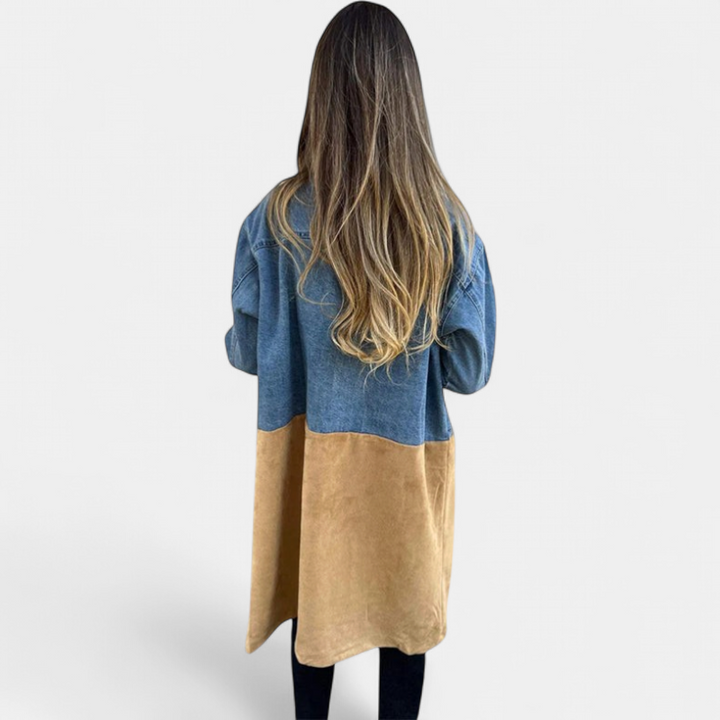 ELORA - Two-Tone Denim Trench