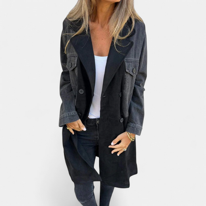 ELORA - Two-Tone Denim Trench