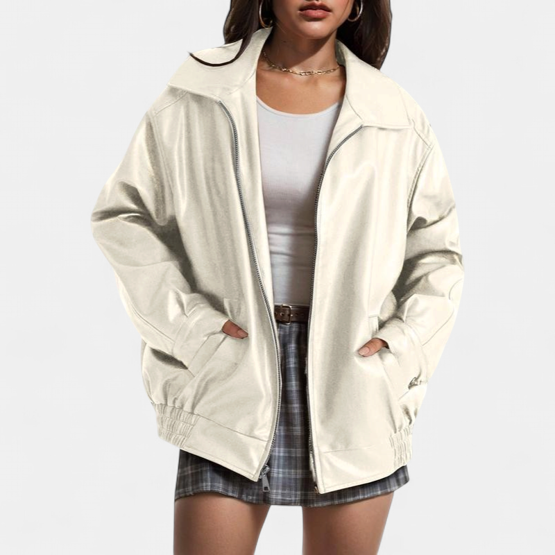 KENDRA - Women's Oversized Faux Suede Leather Motorcycle Jacket